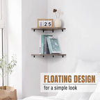 Fun Memories Corner Shelf Wall Mount, Corner Floating Shelves, Set of 4 Corner Wall Shelf Organizer, Rustic Wood Wall Storage