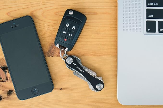 KeySmart Classic - Compact Key Holder and Keychain Organizer (up to 14 Keys) (Black)