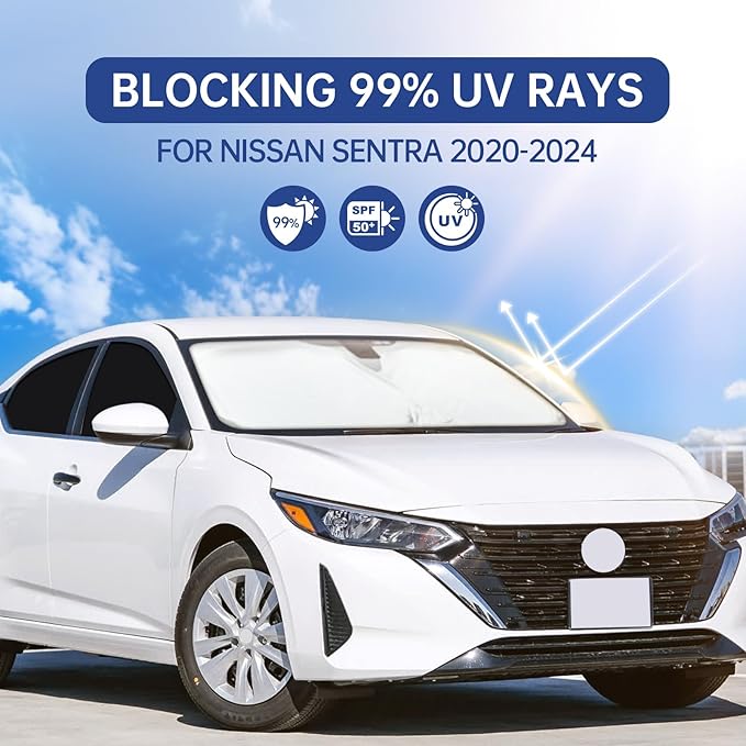 6PCS Car Window Shades for Nissan Sentra 2020-2024, Window Covers for Sentra Windshield Side Rear Windows, Full Set Privacy Protection Car Sunshade with UV Blocking for Camping Napping