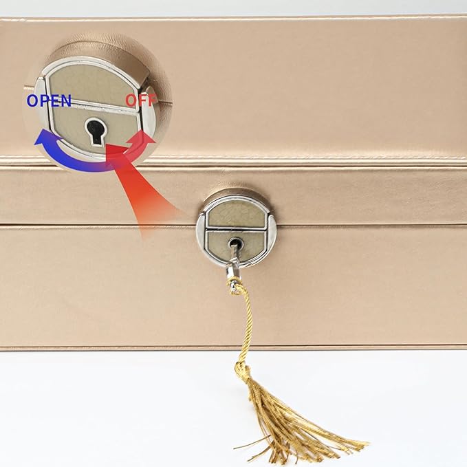 BOOVO Earring Jewelry Box For Women Girl Stud Organizer, 4 Layers Girl Jewelry Organizer Box With Lock Earring Holder Organiz