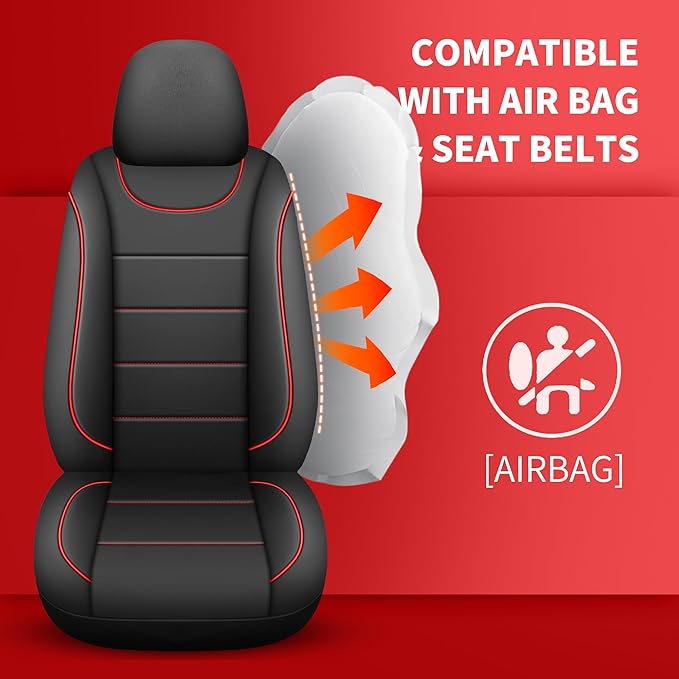 Car Seat Covers, Quilting Leather Seat Cover Two Front Seats, Waterproof Faux Leather Automotive Seat Covers for Cars, Univer