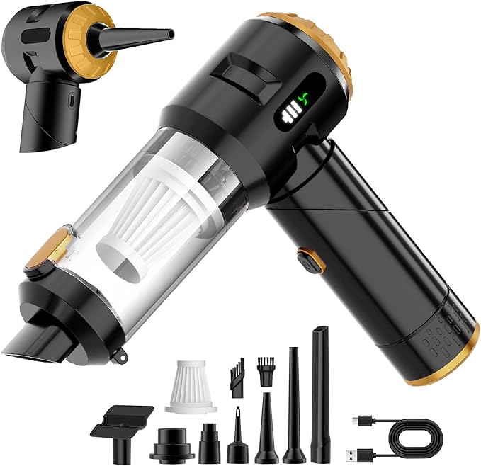 Wansimoo Handheld Car Vacuum Cleaner,25000PA Strong Cyclonic Suction Foldable Mini Vacuum Portable Cordless with Digital Disp