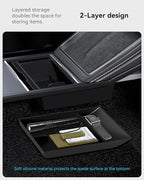 for Tesla New Model Y Juniper Center Console Organizer Tray Divided Storage Double Layer Space Slide smoothly Model Y 2025 2026 Accessorie - 4 PCS, Black