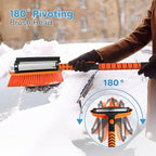 41.5" Extendable Ice Scraper and Brush for Car Windshield, 4 in 1 Snow Shovel Snow Brush Scraper Kit with Foam Grip and 180° Pivoting Brush Head, for Cars, Trucks, SUVs, Vehicle