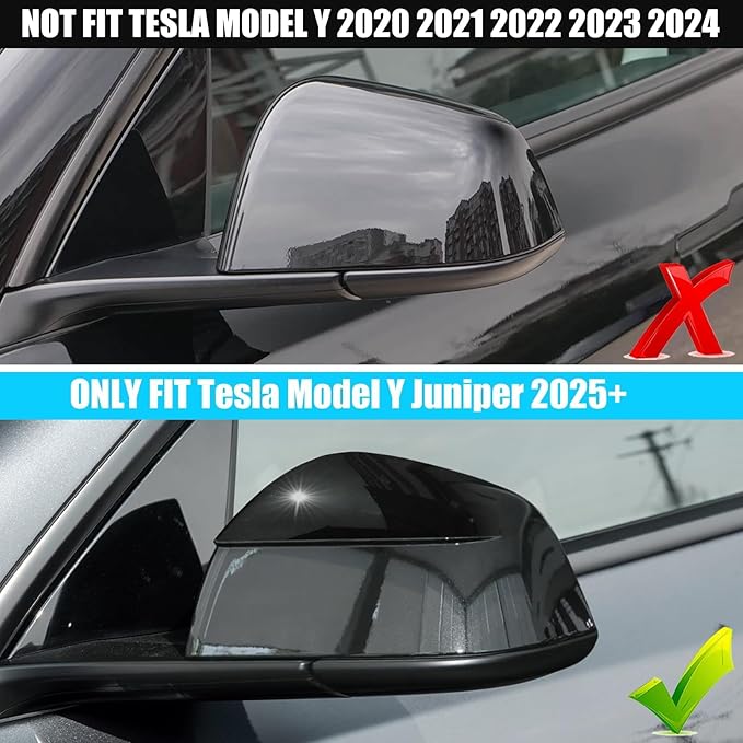 Jaronx Compatible with Tesla Model Y Juniper Mirror Cover Replacement 2025 2026, Left Driver Side Clip-on Rear View Mirror Cover Cap for Tesla Model Y Juniper Accessories 1963538-D4-B (Solid Black)