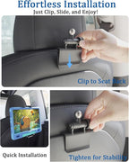 Headrest Tablet Holder for Tesla Model 3/Y/S/X [Up to 15.6"][Large Clamp] Road Trip Essentials, Backseat iPad Mount for Thick Cases, Fits 5.5-15.6" iPad Pro/Air/Mini, Galaxy Tab, Fire Tablets