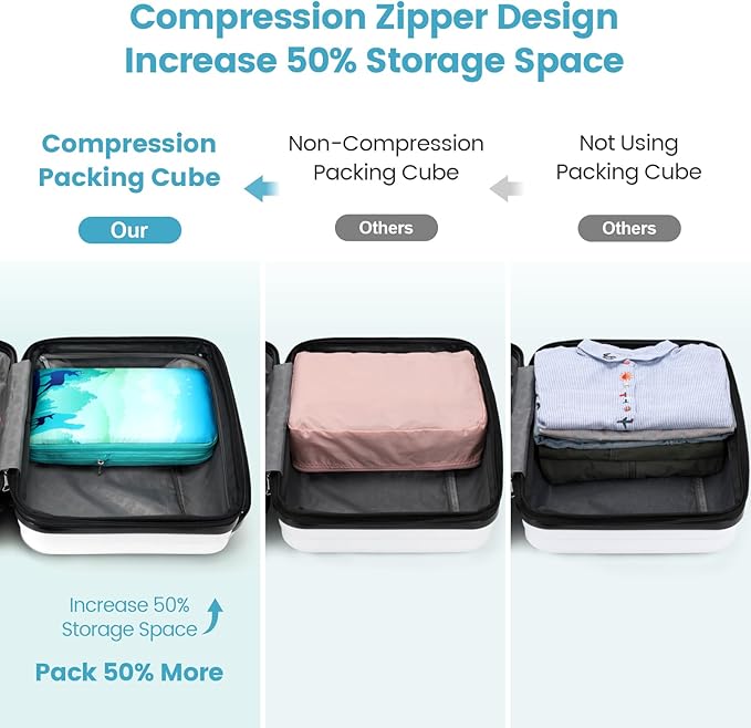 Cambond See Through Mesh Compression Packing Cubes for Travel Women - 4 Set Lightweight Expandable Compression Cubes for Trav