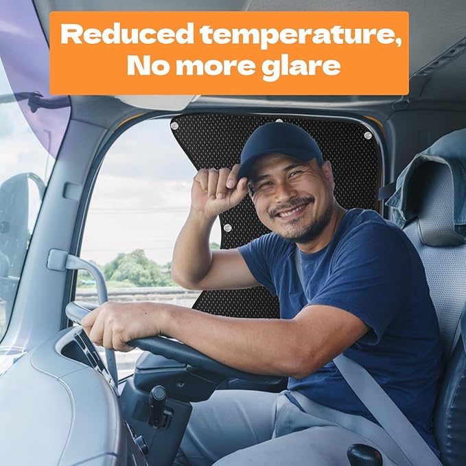 2pcs Semi Truck Side Window Sun Shade for Freightliner Volvo VNL International Trucks RV,Interior UV Protection Truck Side Window Shade semi Trucks Accessories Keep Your car Cool