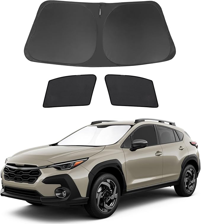 3PCS Car Window Shades Front Windshield Sun Shade Foldable Window Shade Custom Fit for 2024-2026 Subaru Crosstrek Accessories Car Shades for Front Windows Anti-UV Rays Block Heat
