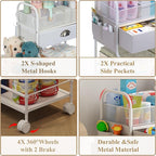 Baby Diaper Caddy Cart Organizer -3 Tier, Bedside Nursery Essentials Organizer & Storage Holder for Newborn Baby Stuff, 2+1 D