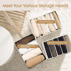 Criusia 6 Pack Large Clothes Organizer, Wardrobe Closet Organizer and Storage with Handles, Foldable Fabric Closet Organizers