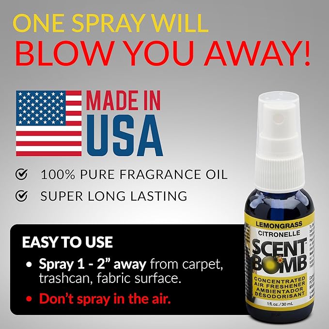 Scent Bomb Air Freshener Spray, Long-Lasting Odor Eliminator - Effective Deodorizer for Home & Car, Fresh Room Spray for Kitc