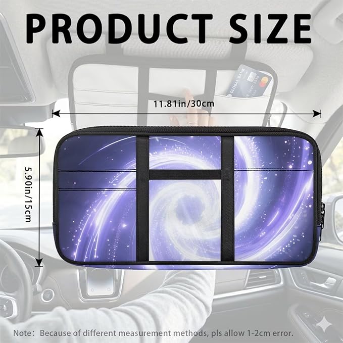 Purple Galaxy Car Sun Visor Organizer,Truck Visor Organizer Elastic Bands Organizes Essentials for Cards, Pens and Document