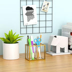 NIUBEE Gold Acrylic Pen Holder for Desk, Clear Pencil Cup Organizer Makeup Brush Holder, Acrylic Desk Organizers and Accessor