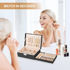 Jewelry Boxes for Women Girls 2 Layers leather Jewelry Organizer Case with Lock Storage Box Removable Tray for Necklace Earri