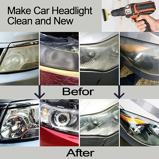 3 Inch Sanding Disc Car Headlight Restoration Kit, 120 Pcs Hook and Loop Wet Dry Sandpaper 60 to 10000 Grits Drill Polishing 