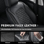 Coverado Full Set Car Seat Covers, Black Leather Seat Protectors, Luxury Front & Back Car Seat Covers,Waterproof Universal Fi