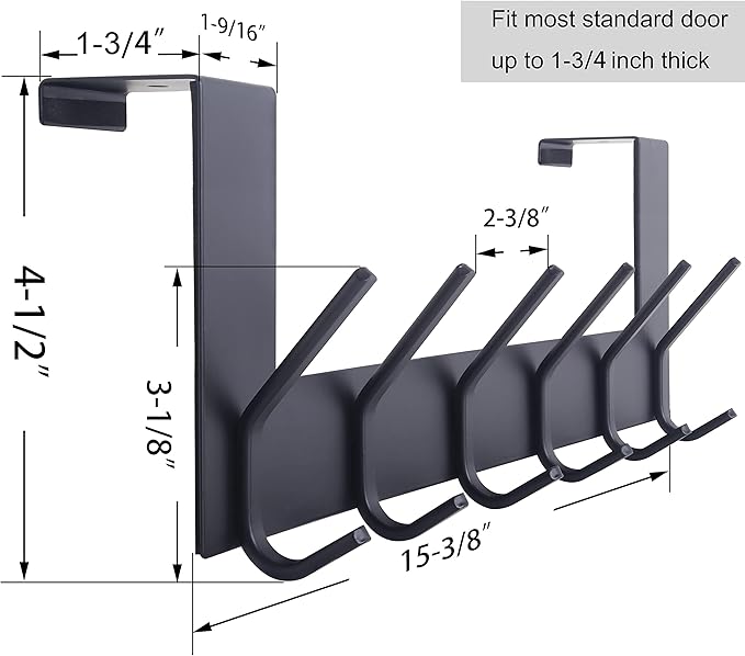 WEBI Over The Door Hook Door Hanger:Over The Door Towel Rack with 6 Coat Hooks for Hanging,Door Coat Hanger Towel Hanger Over