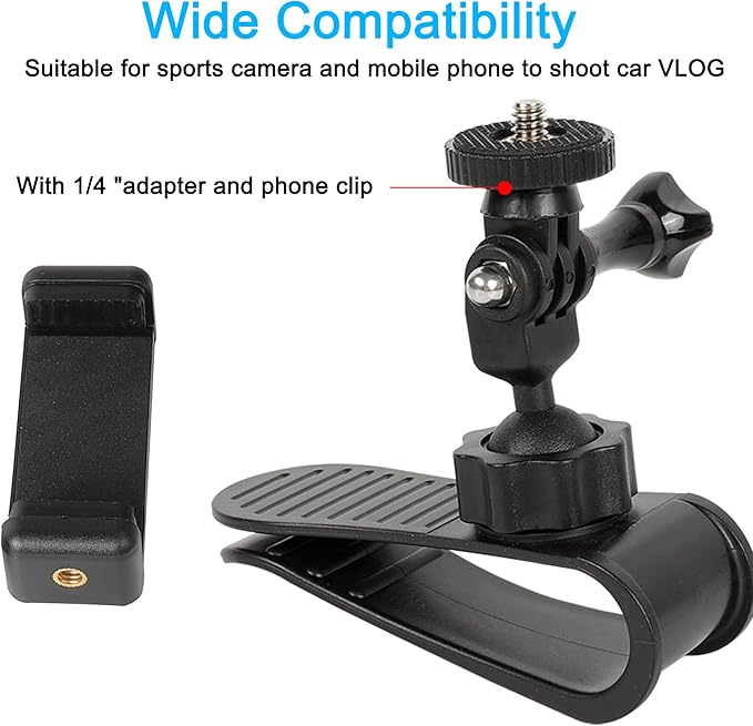 PellKing Car Sun Visor Mount VLOG/Video Holder for iPhone Samsung Cell Phone GoPro 13 12 10 9 8 7 6 Insta360 X5 X4 X3 X2 X RS R AKASO DJI Osmo Action 5 4 3 2 Camera and Accessories