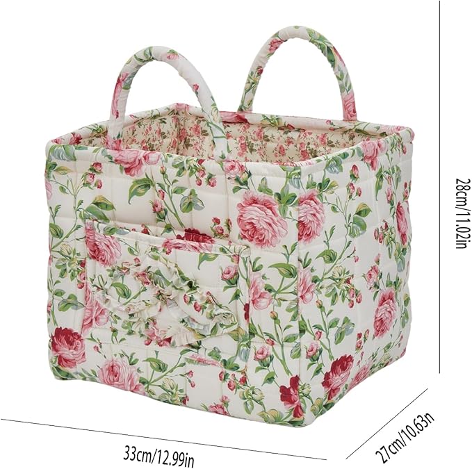 Boho Fabric Storage Basket, Large Capacity Laundry Basket, 12.2'' x 10.23'' x 10.23'' Collapsible Laundry Hamper with Easy Ca