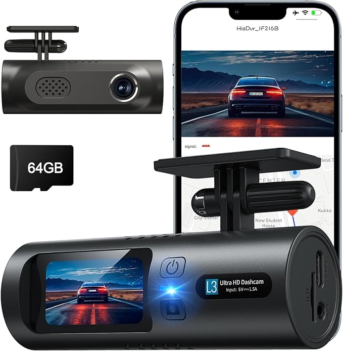 2.5K Dash Cam, Full HD Dash Camera for Cars, 5G Wi-Fi & App Control Car Camera with Super Night Vision, 170°Wide Angle, WDR, 