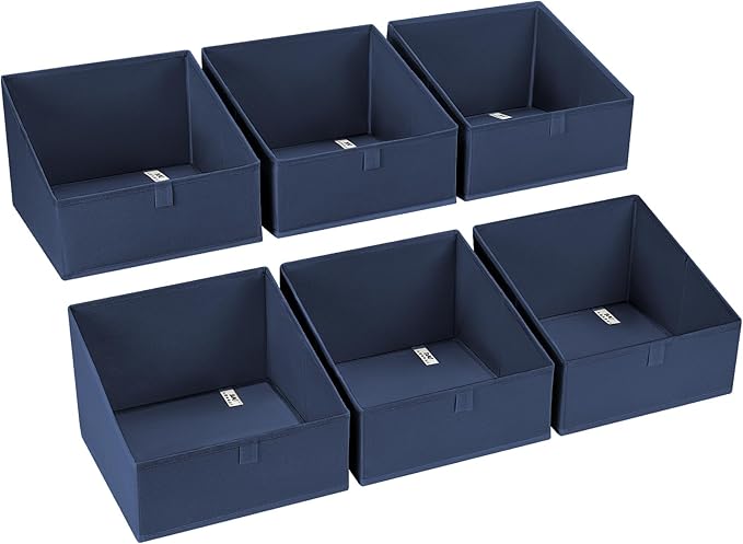 DIMJ Closet Storage Bins 6 Pack - Fabric Trapezoid Closet Organizer Bin, Foldable Storage Baskets for Shelves, Shelf Organize
