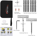 Tire Repair Kit, 24 Pcs Professional Heavy Duty Universal Emergency Flat Tire Repair Kit to Fix Punctures, for car Motorcycle