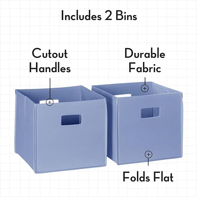 RiverRidge Kids 2pc Fabric Collapsible Storage Cube Organizers with Handles for Playroom Organization - Periwinkle Blue
