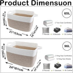 65L Large Blanket Basket,21"x16"x12" Rectangle Storage Bin with Handles,Woven Rope Laundry Basket for Toys, Clothes,Pillows,M