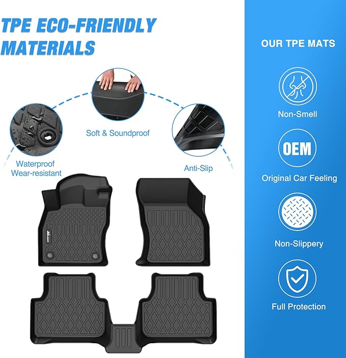 Nilight TPE Floor Mats for Volkswagen VW Jetta 2019 2020 2021 2022 2023 2024 2025 2026 All Weather Custom Fit Heavy Duty Floor Liners