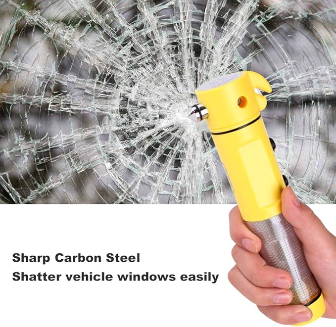 Multi-fuction Car Hammer Car Emergency Window Breaker and Seatbelt Cutter Car Escape Tool with Flashlight and Beacow Light