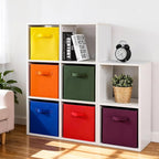 Stero Fabric Storage Bins 6 Pack Fun Colored Durable Storage Cubes with Fabric Handles Foldable Cube Baskets for Home, Kids R