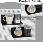 Kokone 6 Pack Magnetic Pegboard Shelves for Storing or Displaying, 10x4.3 Inch Flat Display Shelves for Pegboard, Wall Pegboa