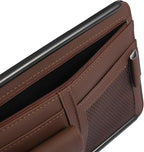X AUTOHAUX Brown Universal Car Sun Visor Organizer Sunglasses Case Storage Pocket Hook and Loop Tape ABS PU Leather for SUV RV Truck