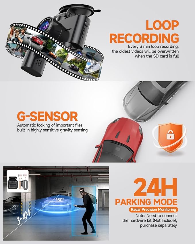 Dash Cam 360°, 4 Channel Camera for Cars Front and Rear Inside, 2K FHD Mini Dashcam, 5G WiFi, GPS, Free 64G Card, Voice Contr
