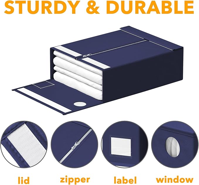 SpaceAid 6 Pack Bed Sheet Organizers and Storage, Foldable Sheet Organizer with Window for Linen Closet, Set Folder Keeper fo