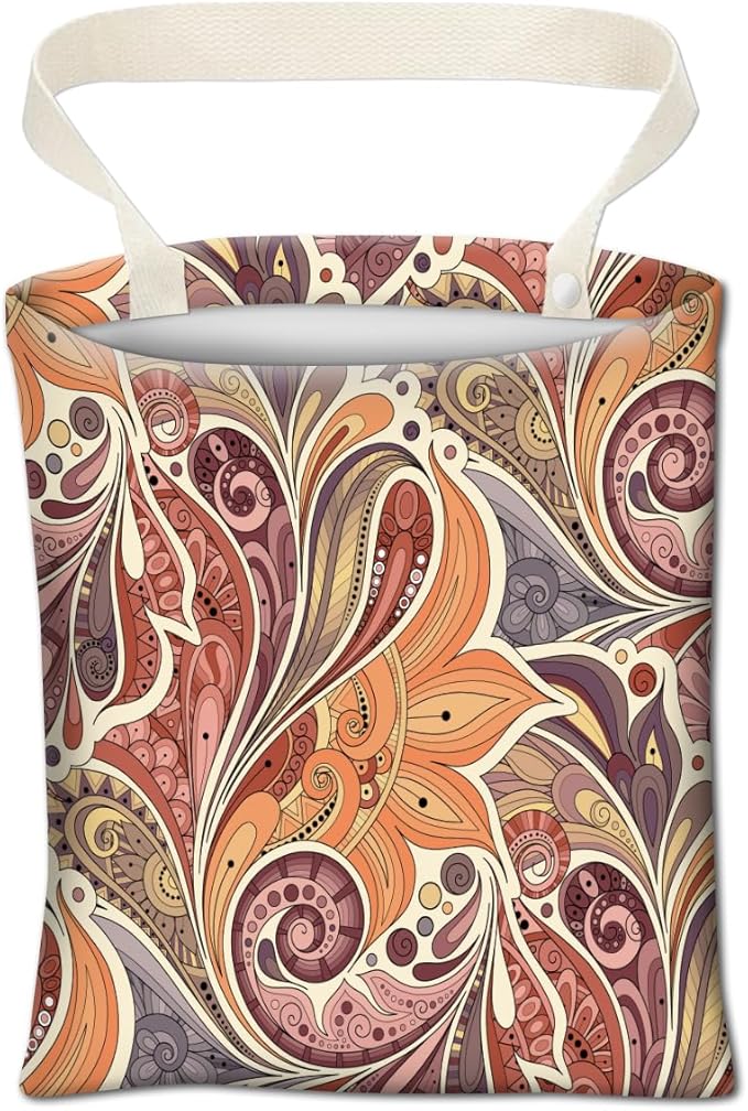Car Trash Can, Cute Car Trash Bag, Hanging Car Organizer and Storage Bag, Trash Bin for Car Accessories, Vehicle, Travelling, Camping Cute Paisley Flowers