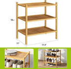 BMOSU 3-Tier Bamboo Small Shoe Rack Premium Stackable Shoe Shelf Storage Organizer for Hallway Closet Living Room Entryway Or
