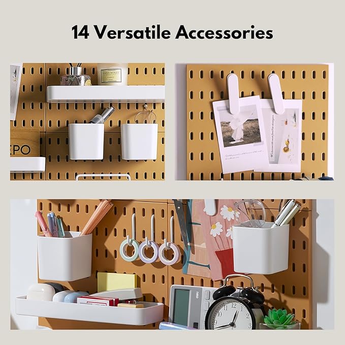 Keepo Peg Board Wall Organizer – Plastic Pegboard Panels, Modular Peg Board Storage System for Home Office, Craft Room, Gamin