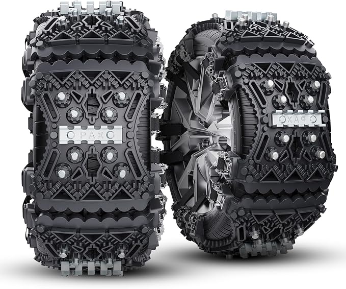 KYX Tire Chains for Car/SUV/Pickup Truks, Adjustable Universal Emergency Snow Chains for Tire, 8.7-11.1 inch, Caoutchouc, Big