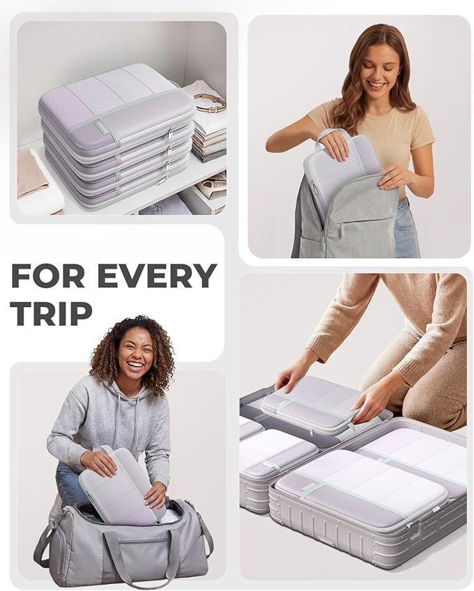 Percover Compression Packing Cubes 6-Piece Set, Packing Cubes Compression for Travel with Multi-Size Organization, Travel Org