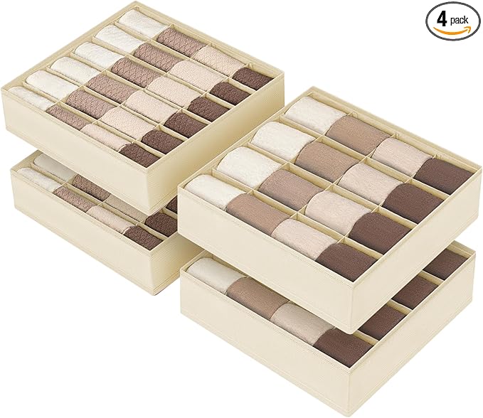 DIMJ Sock Organizer Drawer Organizer - Closet Organization and Storage, Underwear Drawer Organizer for Storing Socks, Handker