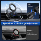 SYNCWIRE for MagSafe Car Holder【Ring Ventilation】【 360° Rotatable】【N55 Magnetic】 Phone Mount for Air Vent, Car Cell Phone Holder Mount Compatible iPhone 17/16 Pro Max 15 14 13 12, Carbon Fiber Style