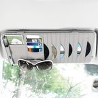 alpmosn Sun Visor CD Case Holder for Car - Multi-Function Visor Organizer with CD/DVD Storage, Eyeglass Clip, Card Slots & Pen Holder, Durable Leather Car Accessories (Grey)