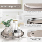 13" Oak Bathroom Vanity Tray Turntable for Perfume Candle, Round Wooden Decorative Tray for Kitchen Sink Countertop Organizer