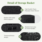Woven Wicker Storage Baskets 2-Pack, 11x11 Handwoven Paper Rope Organizer Bins, Foldable Cube Storage Cubes with Built-in Han