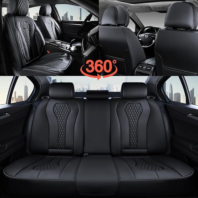 Coverado Seat Covers, Car Seat Covers Full Set, Black Car Seat Cover, Car Seat Covers Front Seats Back Seat Cover, Waterproof