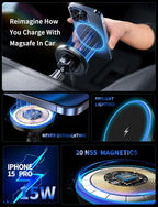 MagSafe Car Mount Charger, 3 in 1 [LED RGB HandsFree] Wireless Car Charger, Magnetic Phone Holders for Your Car- Fast Charging Car MagSafe Charger for iPhone 17/16/15/14/13/12 Series, for Men Women