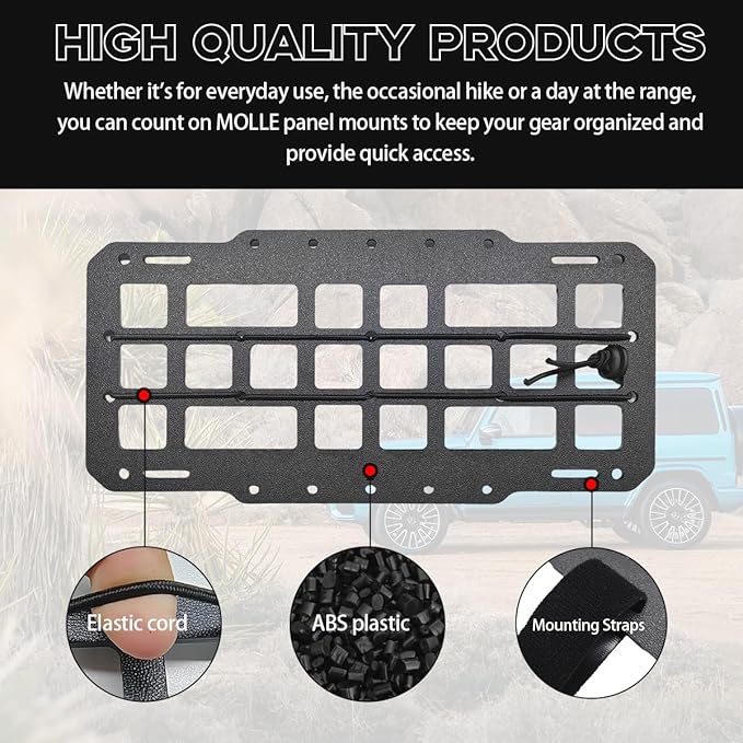Car Rigid MOLLE Panel, Sun Visor Panel Holster Tactical Gear Holder MOLLE EDC Organizer, Rigid Panel Frame Modular Storage Pouch for Auto Visor, Car Accessories