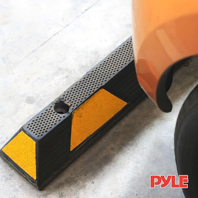 Curb Parking Garage Floor Stopper - 72 Inch Extra Wide Heavy Duty Rubber Parking Lot Stopper, for Vehicles Truck Driveway, Protect Pumpers From Cars Vans Trucks - Pyle PCRSTP14,Black